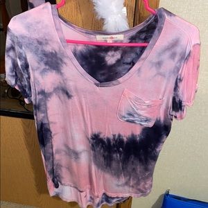 Shirt sleeve black and pink pocket shirt